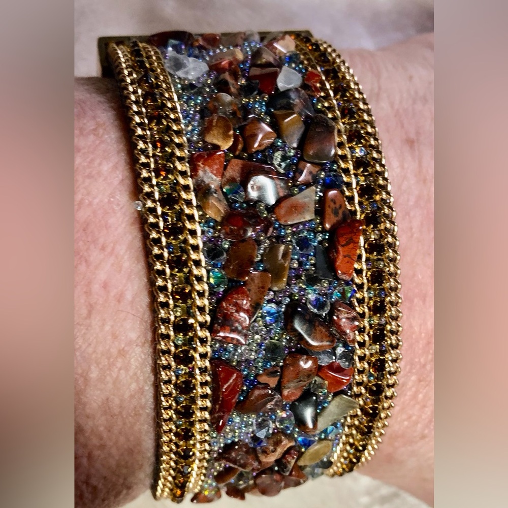 Gorgeous Artisan Gemstone & Leather Bracelet - Picture 2 of 11